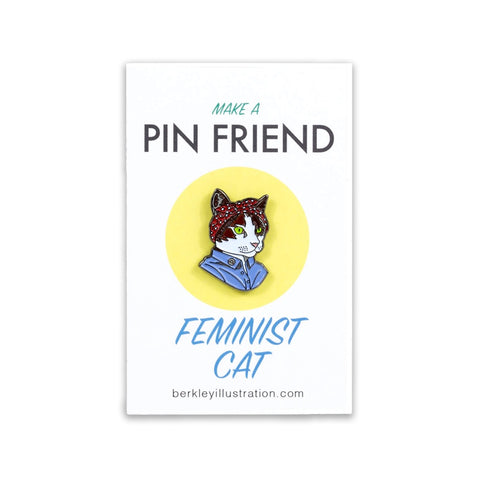Berkley Feminist Cat Enamel Pin