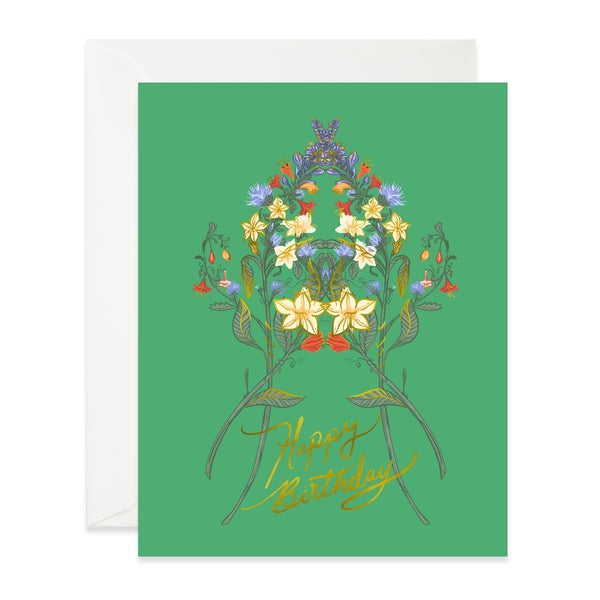 Mirrored Floral Birthday Single Card