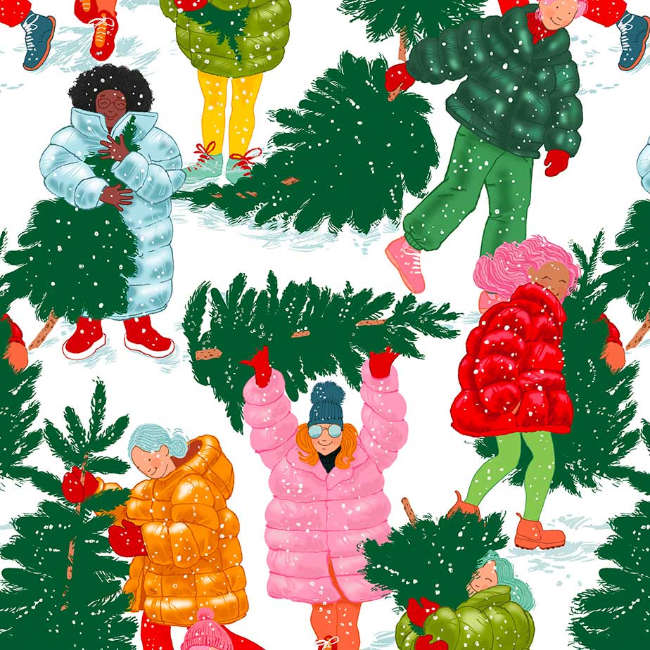 Girls & Christmas Trees Sheet Wrap