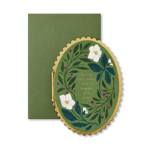 Green Flora Merry Christmas Single Card