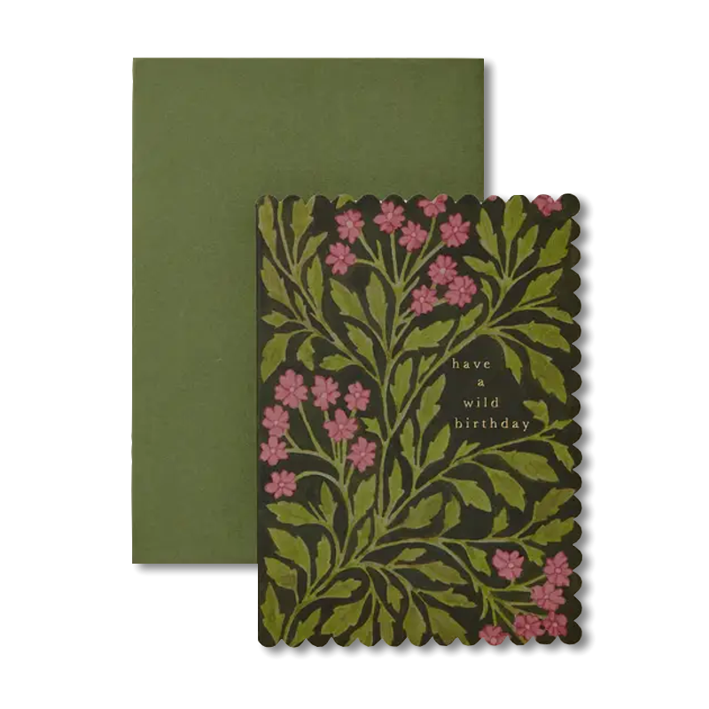 Green Flora Birthday Single Card