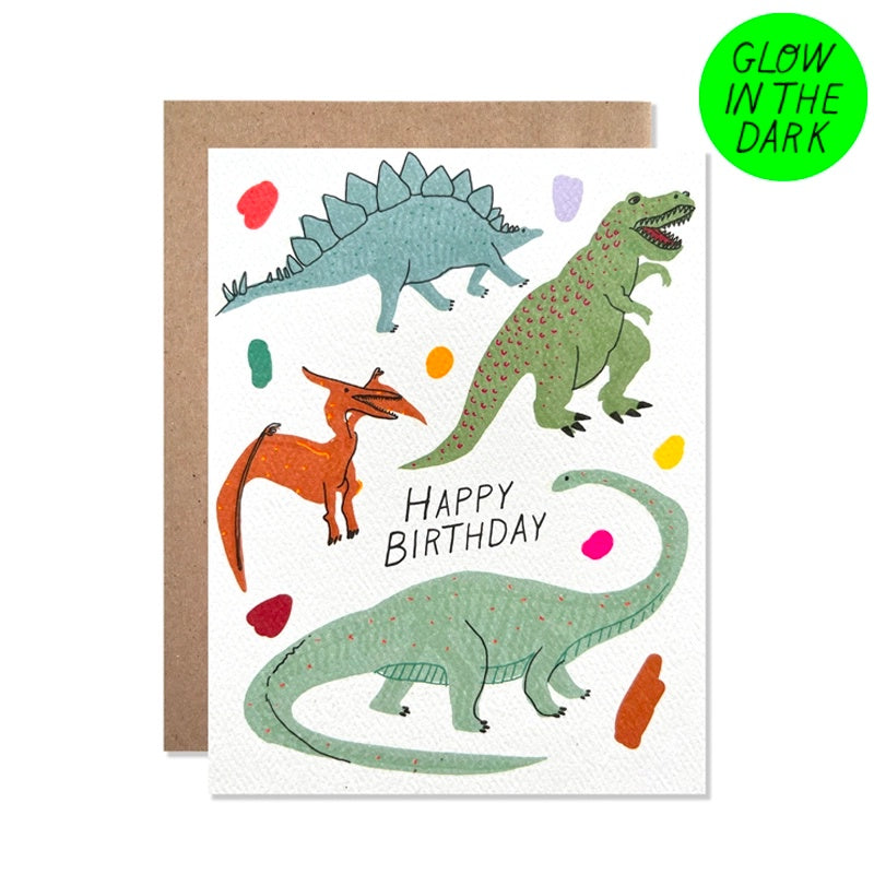 Happy Birthday Dinosaurs (Glow In The Dark) Card