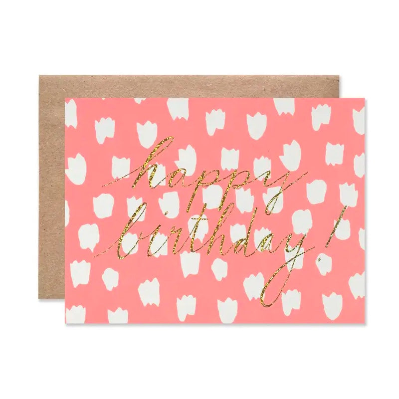Birthday Neon Dots With Gold Foil Single Card