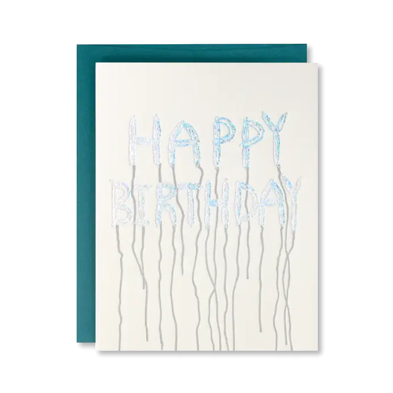 Birthday Balloons - Single Letterpress Card