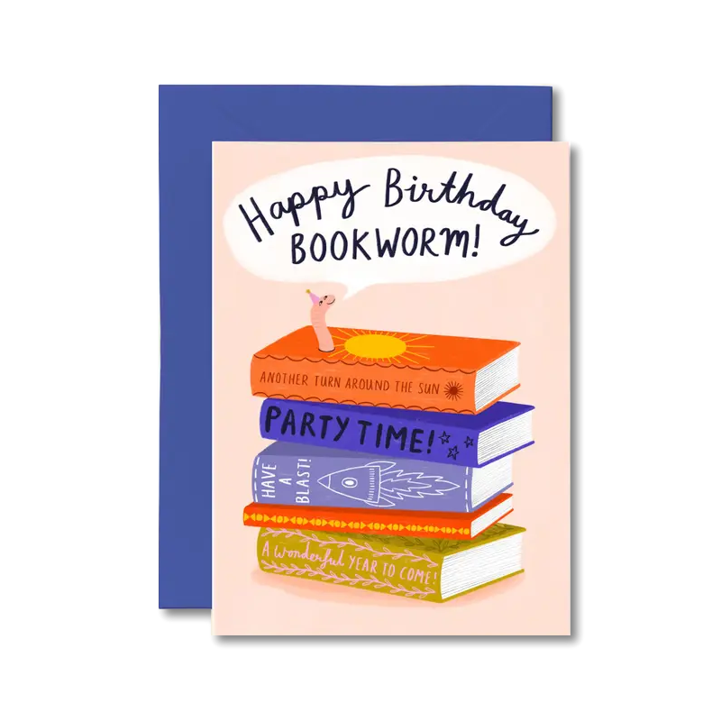 Birthday Bookworm Single Card