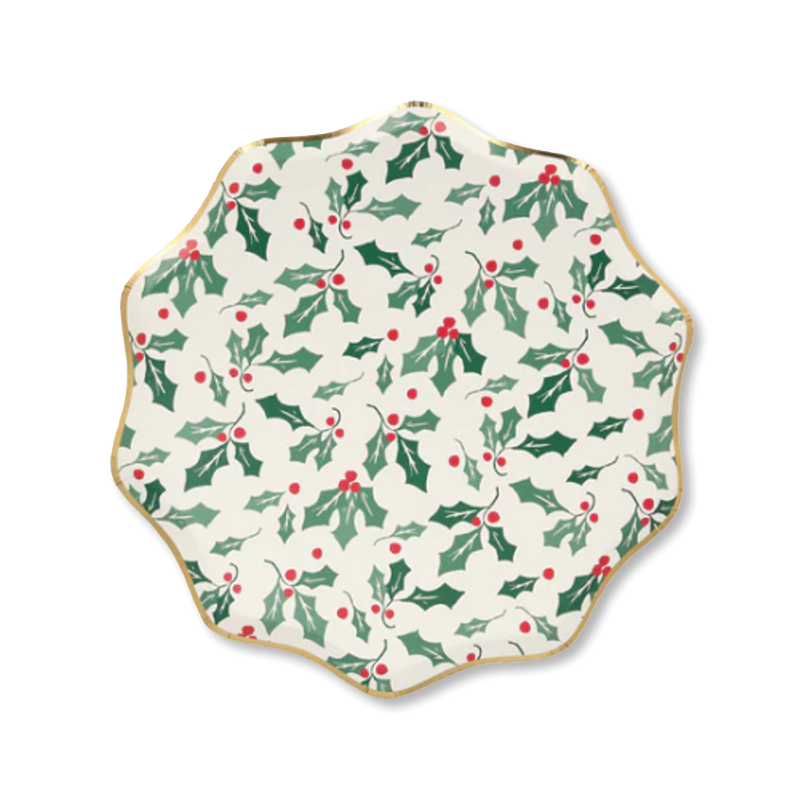 Holly Patterned Side Plates