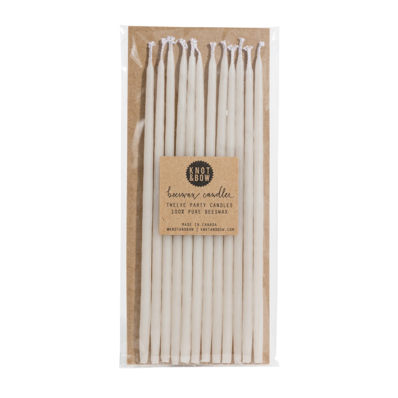 Tall Ivory Beeswax Birthday Candles - Ivory