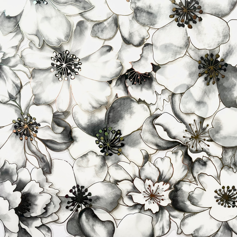 Large White Flowers Clear Sticker Set