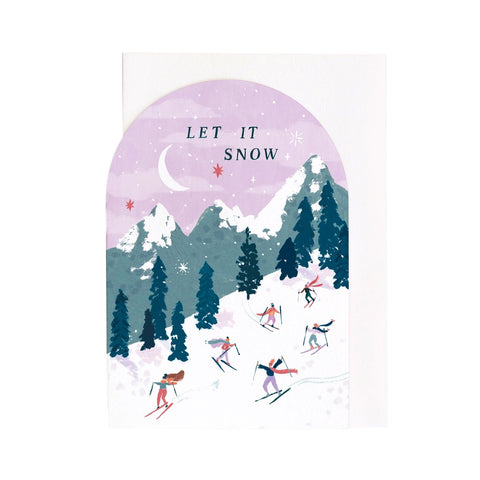 Skiers Christmas Single Card