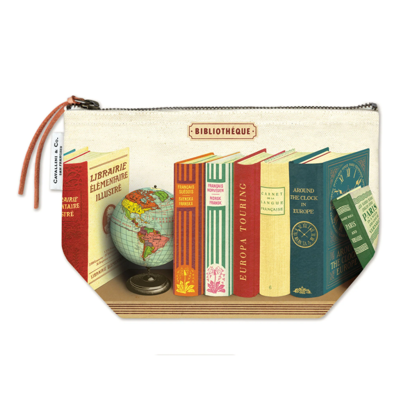 Library Books Vintage Pouch