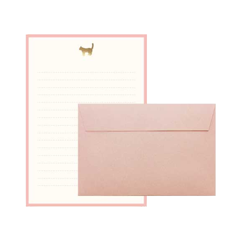 Gold Foil Cat Pink Letter Set