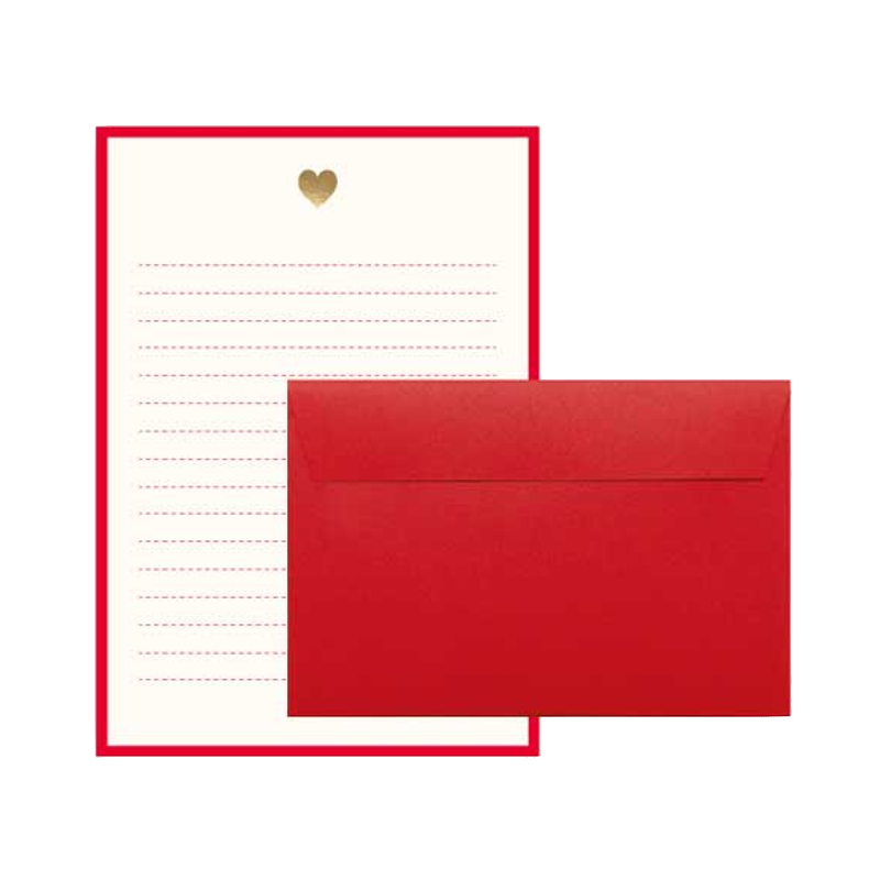 Gold Foil Heart Red Letter Set