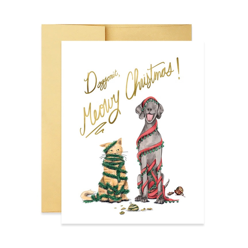 Doggone Meowy Christmas Single Card