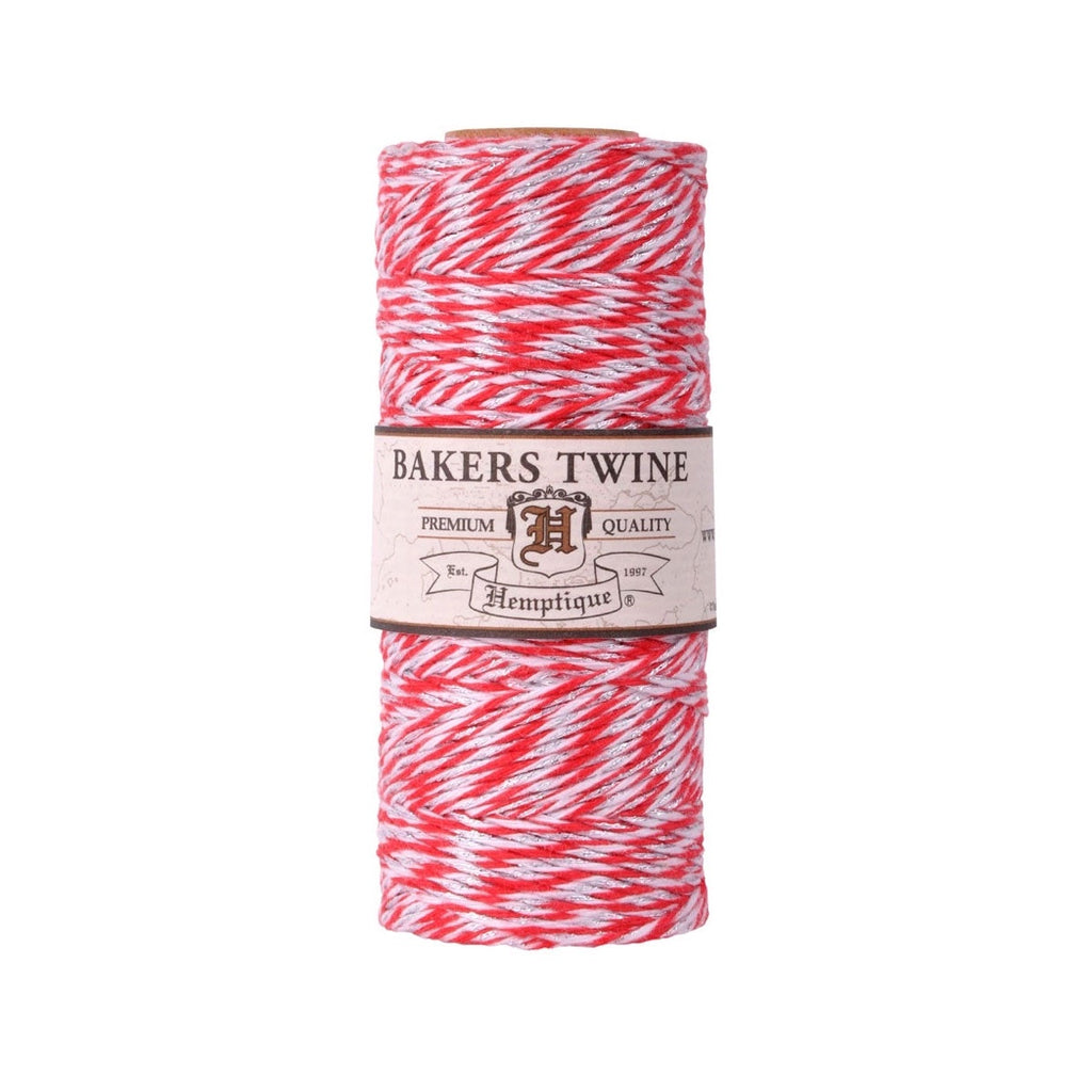 Metallic Cotton Bakers Twine - Red/White with Silver