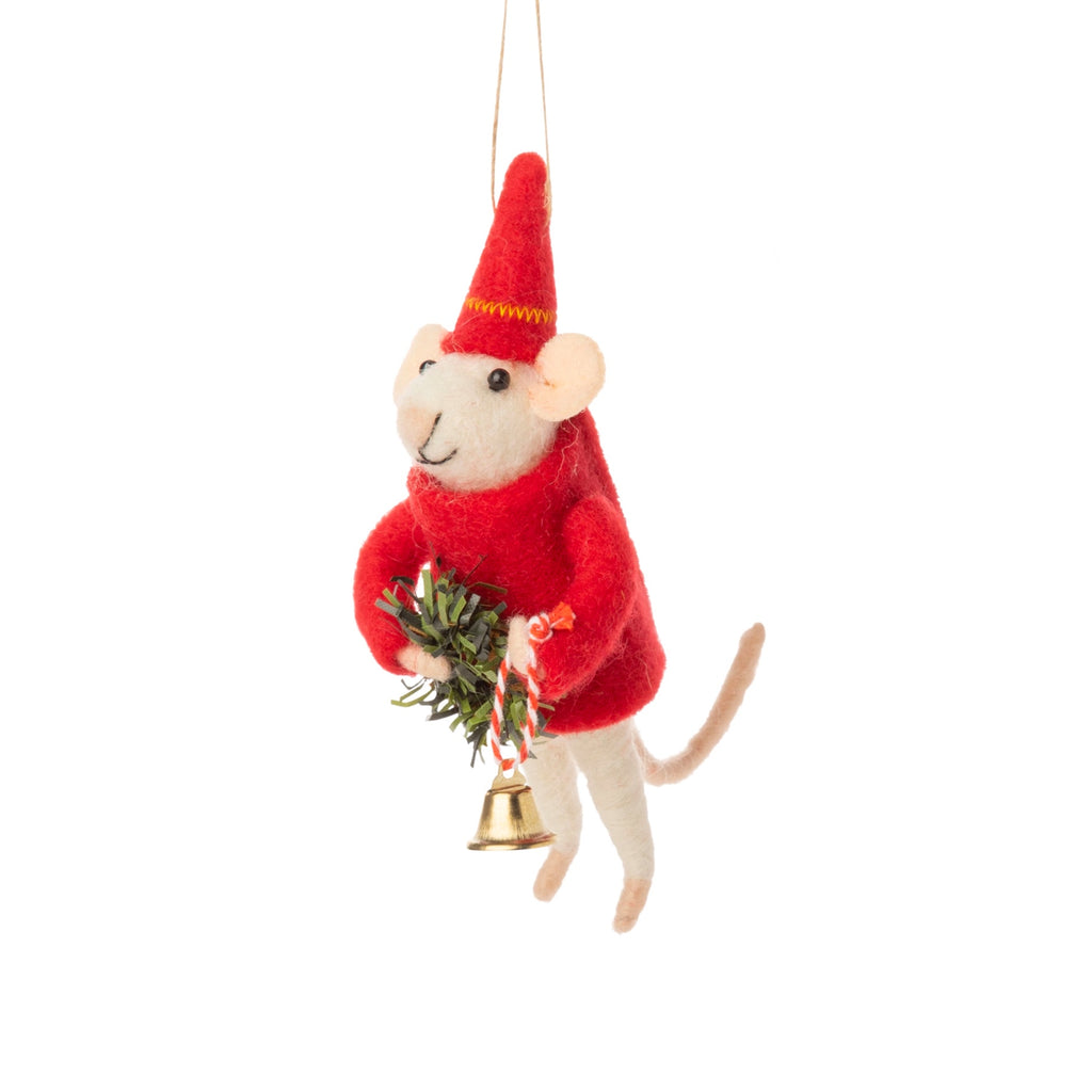 Felt Mouse With Bell Ornament