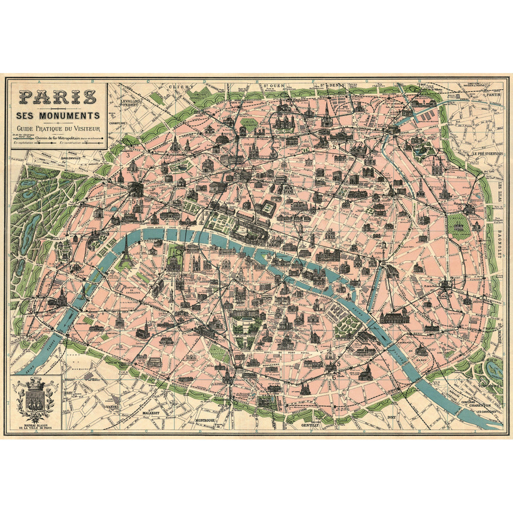 Paris Map Poster Wrap