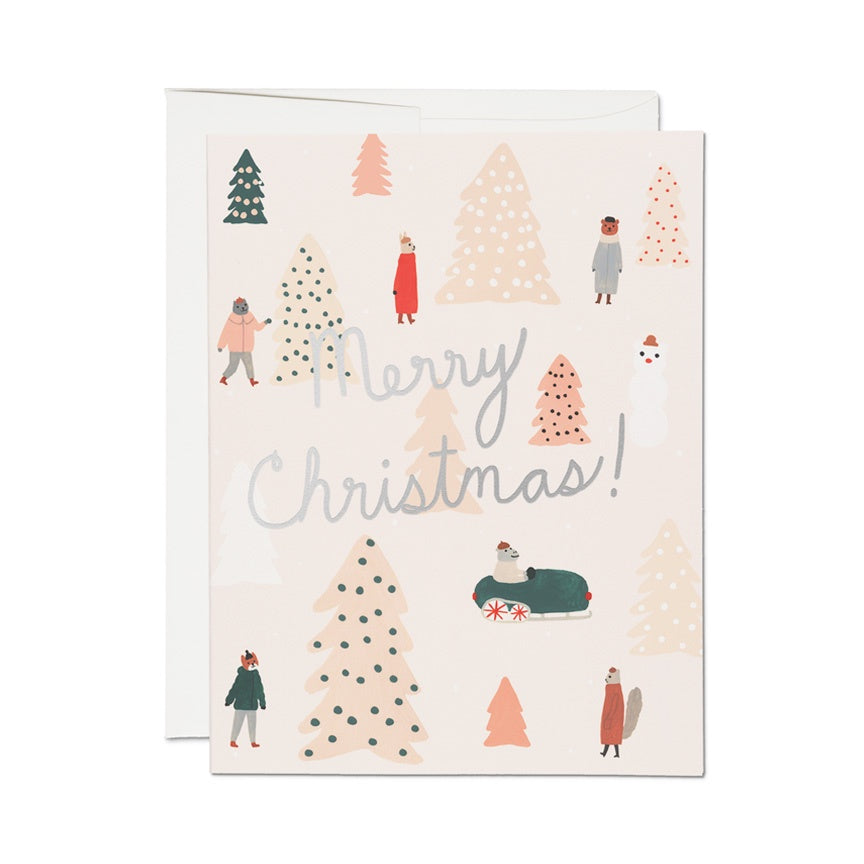 Pink Trees Holiday Single Card