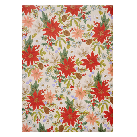 Poinsettia Gift Wrap Sheets, Roll of 3