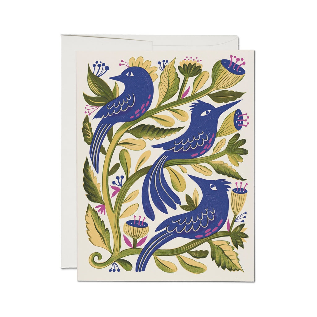 Purple Birds Blank Single Card