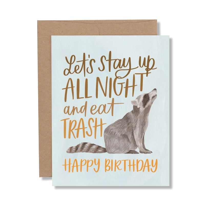 Birthday Raccoon Single Card