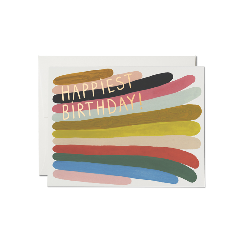 Rainbow Stripes Birthday Single Card