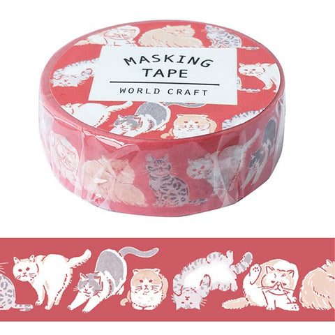 Red Lounging Cats Washi Tape