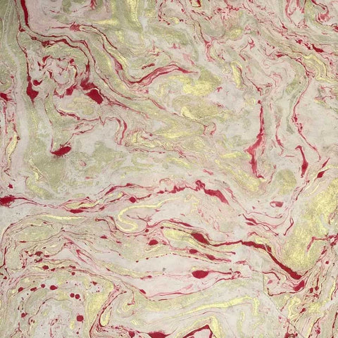 Marble - Red/Gold on Cream