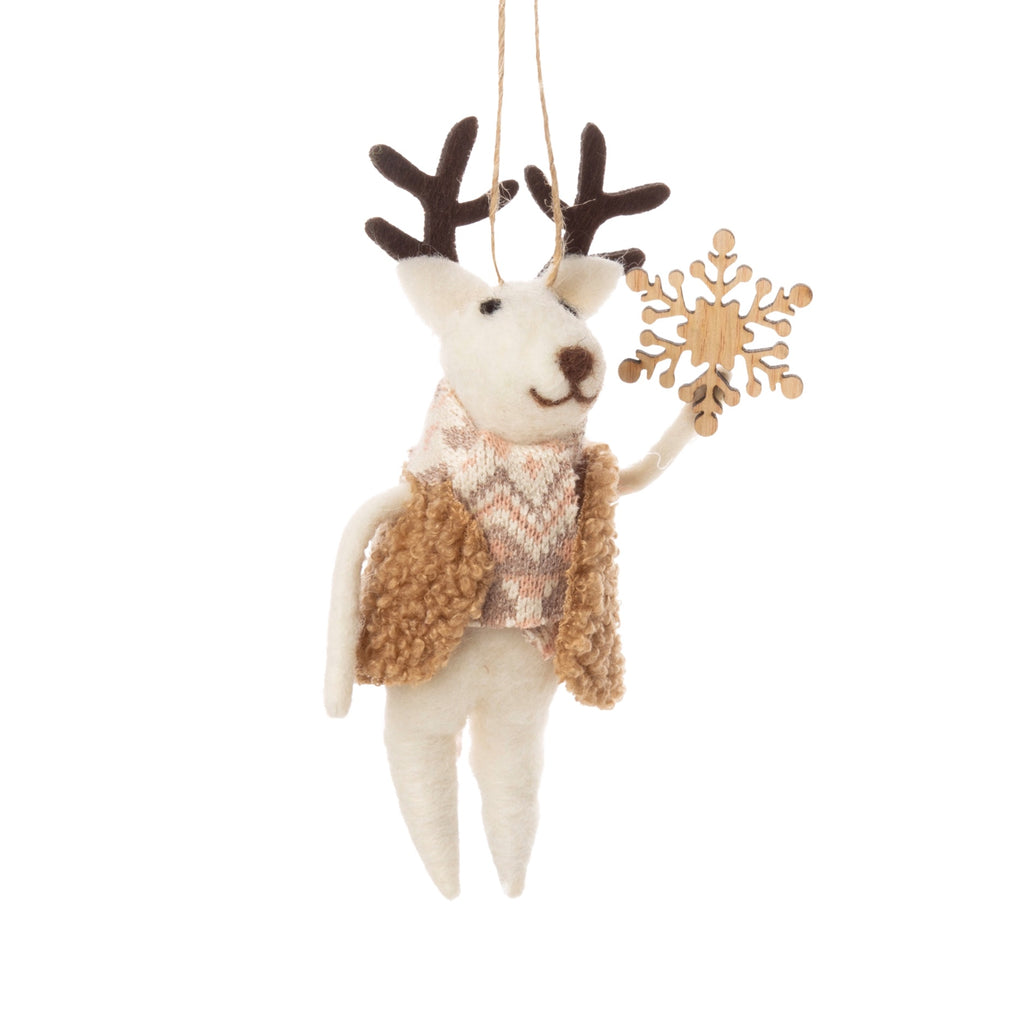 Felt Reindeer Wearing Vest Ornament