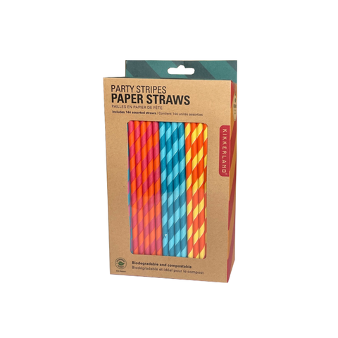 Mixed Colour Stripes Paper Straw 144 Pack