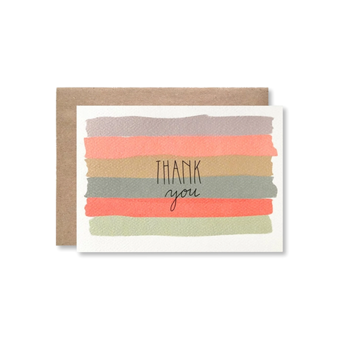 Thank You Watercolour Stripes Single Card