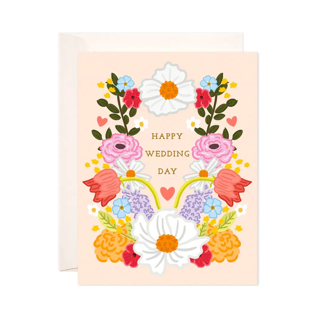 Happy Wedding Day Floral Single Card