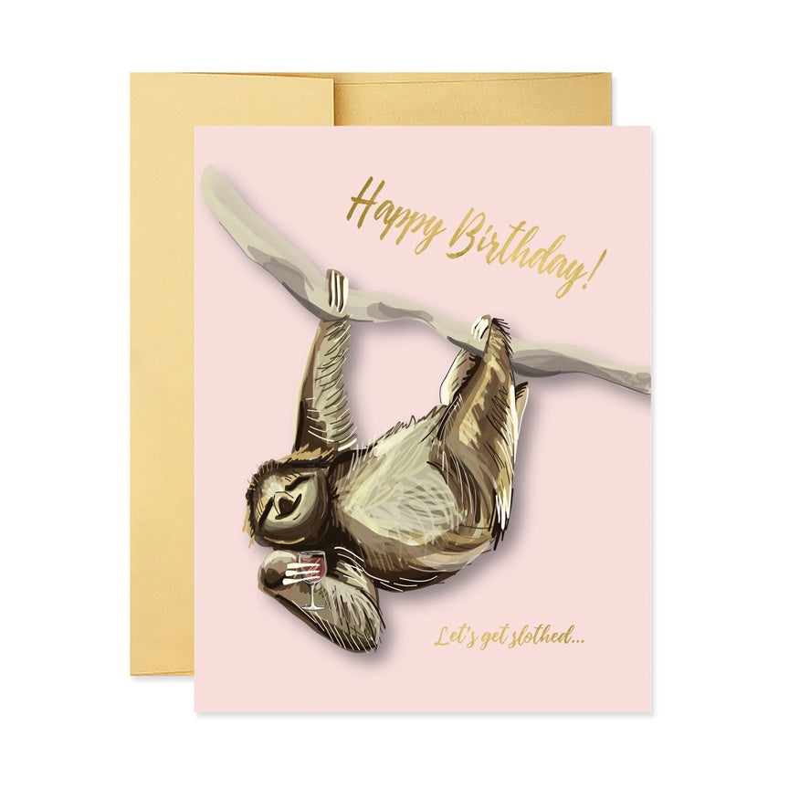Let's Get Slothed Birthday Single Card