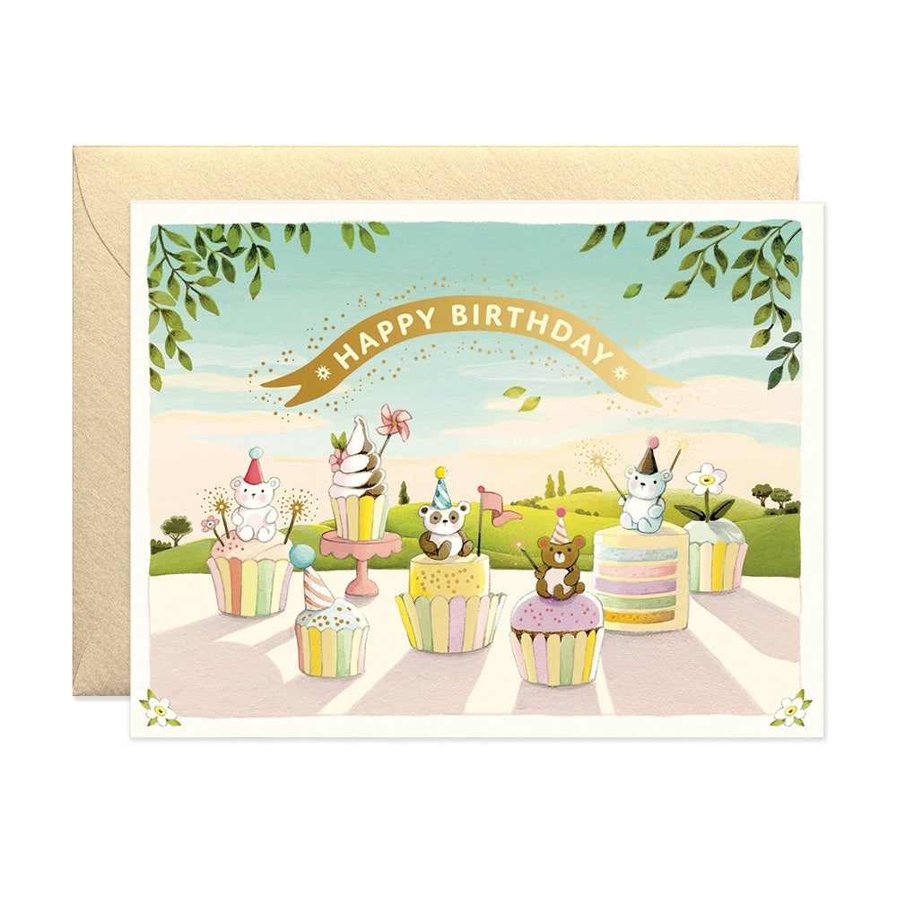 Cupcake Bears Birthday Single Card