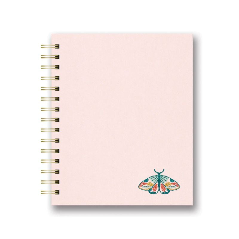 Embroidered Moth Spiral Notebook