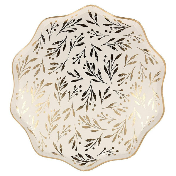 Gold Leaf Dinner Plates - Set of 8