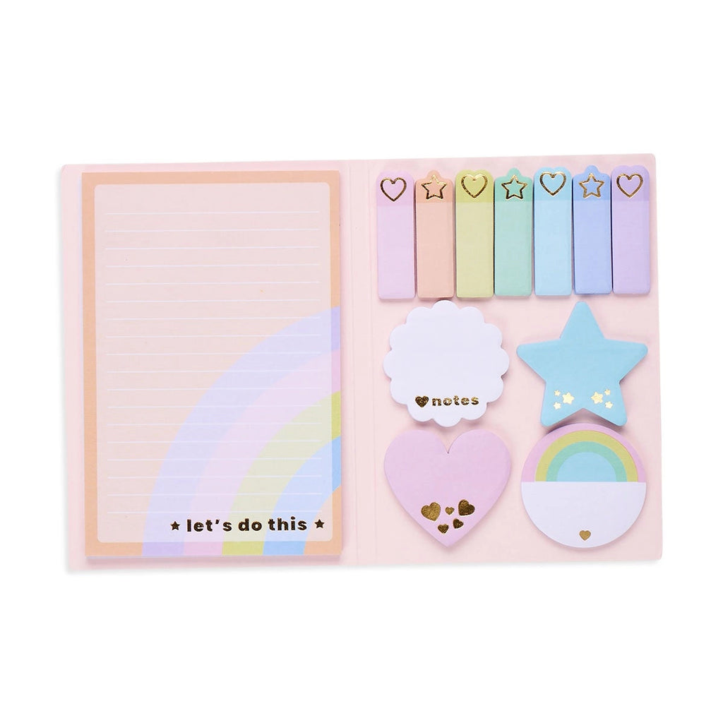 Pastel Rainbow Sticky Notes With Case - Stripes, Page Markers For Planners