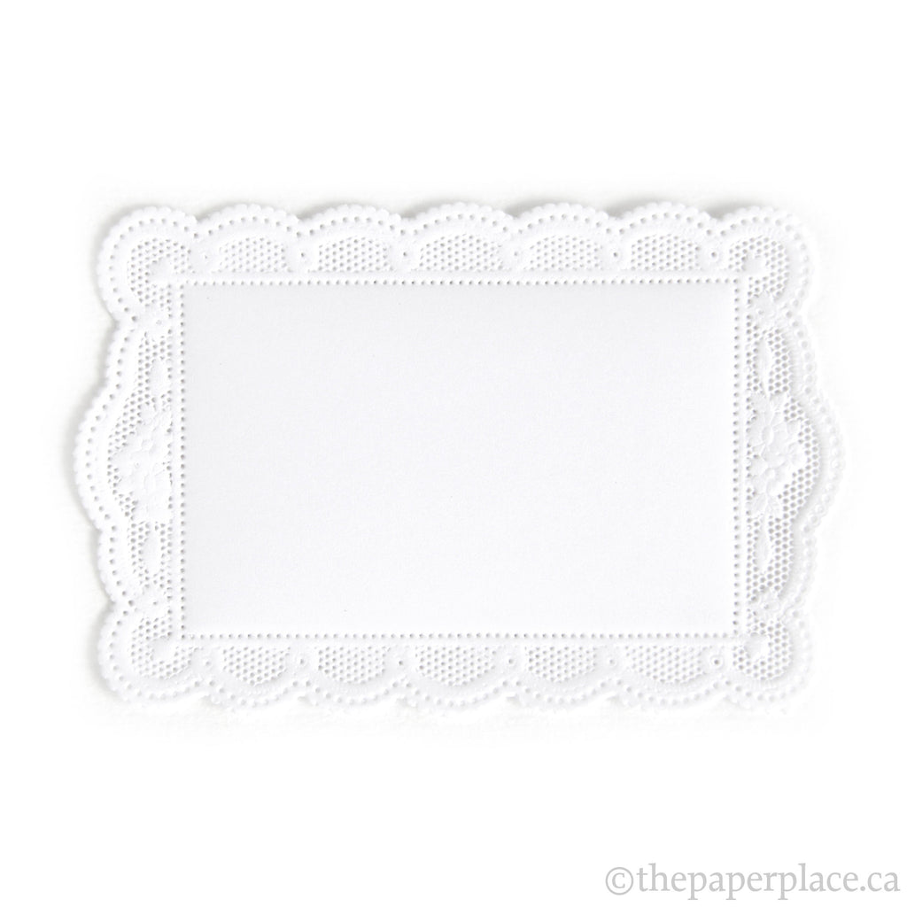Dresden Trim - Rectangle Doily - Double-Sided White
