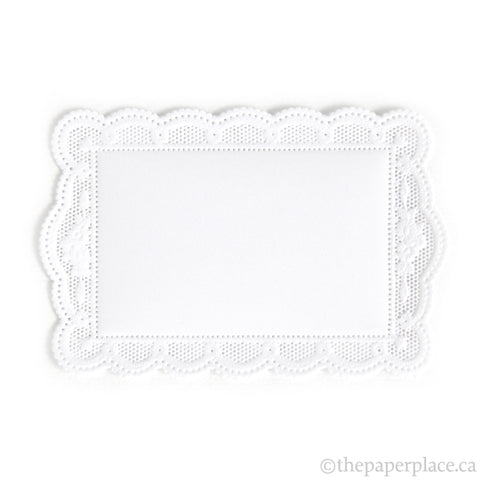 Dresden Trim - Rectangle Doily - Double-Sided White