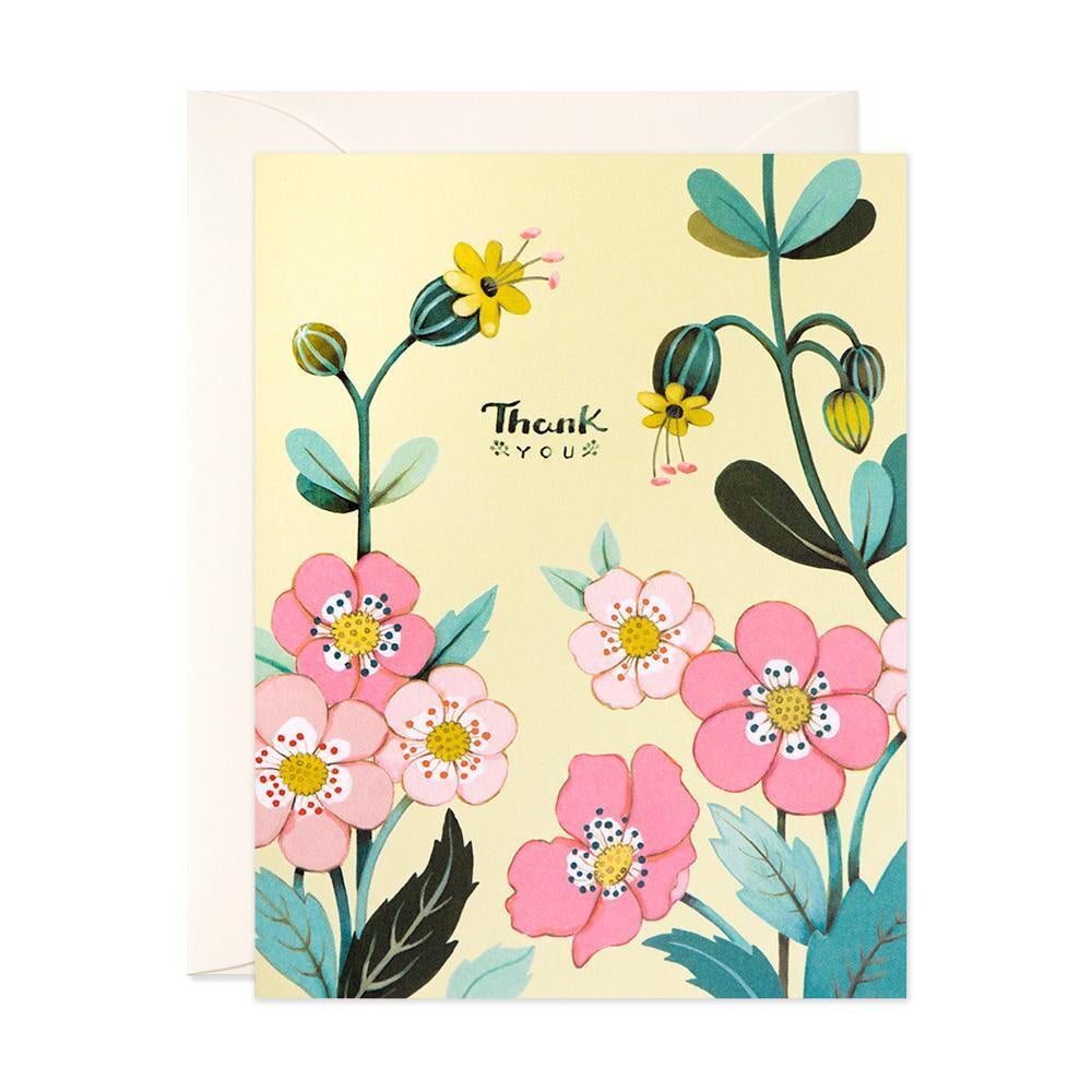 Yellow Floral Thank You Single Card